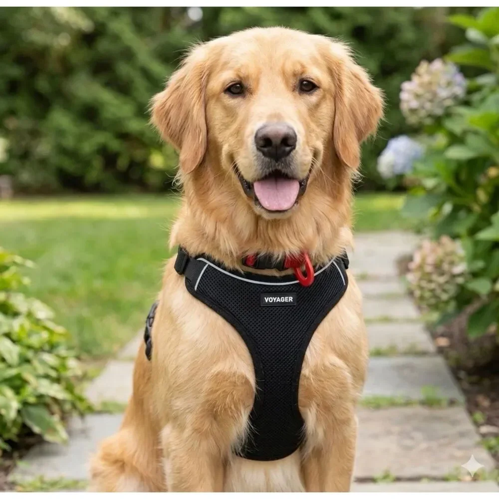 Voyager Aerolite No-Pull Dog Harness Size Large Reflective Adjustable Black New